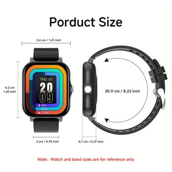 Gold Smart Fitness Watch with Large Display - 24 Sport Modes, Heart Rate Monitor & More