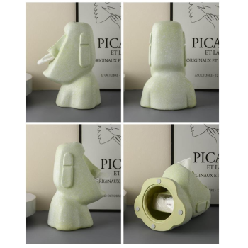 Green Creative Moai Tissue Holder - Fun and Unique Decorative Dispenser