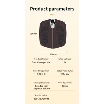 Electric Foot Massager Mat with Remote Control – 32-Speed, 8 Modes, LED Display