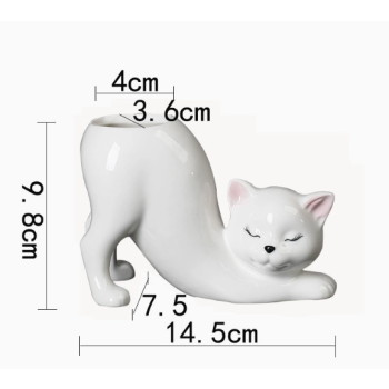 2 PCS Pink Cute Cat Ceramic Flower Pot - Decorative Succulent Planter for Home and Office