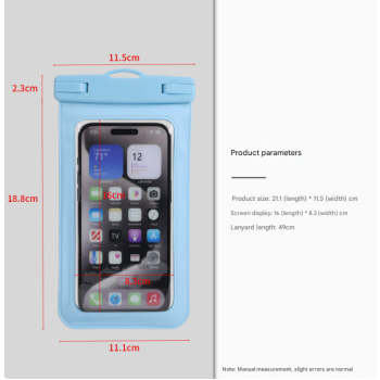 Blue Four Pieces Per Set Waterproof Phone Pouch with Clear Touchscreen Window and Lanyard