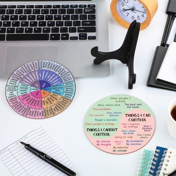 2 PCS for Each One Rainbow Color Scheme Emotion Wheel and Control Circle with Display Stands for Personal Development