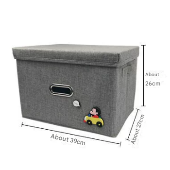 Grey Storage Fabric Bin with Lid - Compact and Stylish for Organizing Your Home