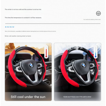 2 PCS Red Steering Wheel Cover - Soft and Comfortable, Fits 38cm Diameter Steering Wheels