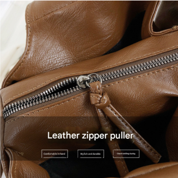 Brown Trendy Large Capacity Soft Leather Tote Bag - Women' Shoulder & Crossbody Handbag