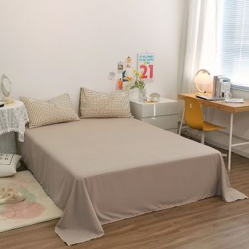 Grey 4-Piece Cotton Bedding Set - Fits 1.5m/1.8m Beds (Duvet Cover 200x230cm, Bed Sheet 230x250cm)
