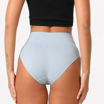 S Gray 3-Pack High-Waist Microfiber Shaping Briefs - Seamless Full-Coverage Tummy Control Panties