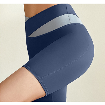 S cocacolor Color-Block High-Waist Yoga Shorts - Seamless Scrunch Butt Anti-Chafing Workout Shorts