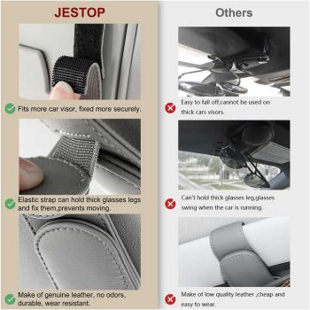 2 Pcs Beige Magnetic Leather Car Sunglasses Clip - Dual-Use Multifunctional Card Holder, Premium Cowhide