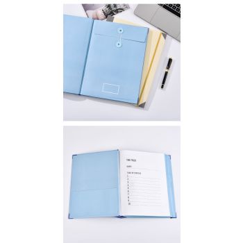 Blue Accordion File Binder with 12 Envelopes - Durable Document Organizer