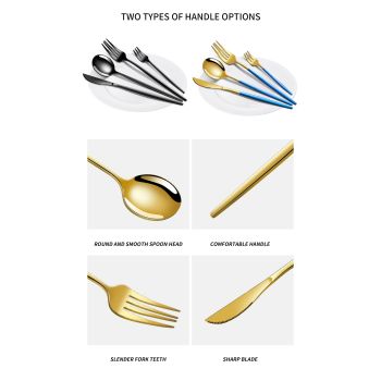 White And Gold Patchwork Colours 410 Stainless Steel 16-Piece Flatware Set - Elegant Dinnerware with Knife, Fork, Spoon for 4 People