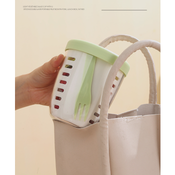 2 Pcs Pink Portable Leakproof Fruit and Salad Storage Box with Draining Function, Sealed Fresh-Keeping Bento Lunch Box with Fork, AS+PP+Silicone Material