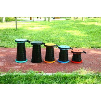 Orange Portable Outdoor Telescopic Folding Stool with 100 Weight-Bearing Buckles, Lightweight and Compact Design, Perfect for Fishing, Camping, and Travel