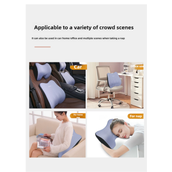 Blue Memory Foam Car Seat Neck and Lumbar Support Set - Ergonomic Cushion for Office, Home, and Driving