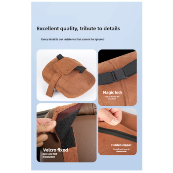 Beige Luxury Eco-Friendly Suede Car Headrest and Lumbar Cushion Set - Ergonomic Support, All-Season Comfort, Adjustable Straps, and Durable Design for Cars, Office, and Home Use