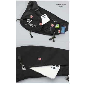 Black And Grey Men's Vintage Chest Bag - Multi-functional Waterproof Crossbody Sling Bag for Outdoor Sports
