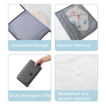 Grey Portable Baby Changing Mat - Waterproof, Foldable, Compact Diaper Pad for Travel & Everyday Use