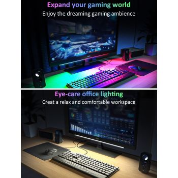 2 Pcs RGB LED Gaming Light Bar - Dual Color Temperature & Adjustable RGB Effects, USB-Powered Backlight for Monitors, Remote & Button Control, 30cm Lightweight Design