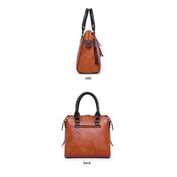 Black 4-Piece Women’s PU Leather Tote Bag Set - Vintage Handbag, Shoulder Bag, Clutch, and Card Holder - Lightweight Design