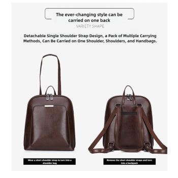 Brown Stylish Women's PU Leather Backpack - Spacious, Anti-Theft, Multi-Pocket Travel Bag for School or Work