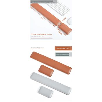Orange And Grey (Keyboard Wrist Guard + Mouse Wrist Guard) Premium Dual-Sided PU Leather Keyboard Wrist Rest and Mouse Pad Set - Ergonomic Support for Comfortable Typing and Mouse Use