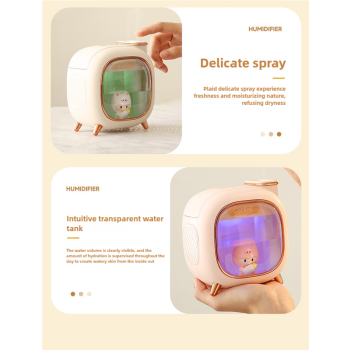 Pink USB Desktop Dual Mist Cute Humidifier with Essential Oil Diffuser, 500ml Large Capacity, Quiet Aromatherapy Machine for Bedroom and Office (without essential oil)