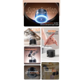 Black Magnetic Phone Mount for Cars and Home, 360° Rotating Magnetic Stand with PC Mirror Sticker