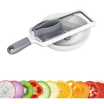 Grey Multi-Function Vegetable Cutter, Potato Slicer, Fruit Slicing Machine, Grater for Carrots & More