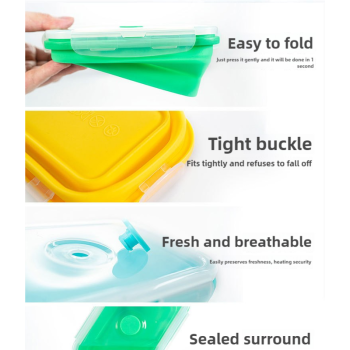 3-piece Set (Yellow + Green + Blue) Collapsible Silicone Food Storage Containers Set – 350ML, 500ML, 800ML | BPA-Free, Microwave, Dishwasher & Freezer Safe | Foldable & Portable Bento Boxes for Travel & Outdoor
