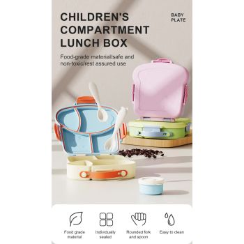 Purple Kids Bento Box with Dividers, Microwave Safe, Leak-Proof Lunch Box with Fork & Spoon - Eco-Friendly PP Plastic, Colorful, Leakproof Food Storage