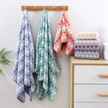 Cyan Premium Coral Fleece Towel Set - 1 Bath Towel (88x170cm) + 3 Hand Towels (35x35cm) - Soft, Absorbent, and Quick-Drying