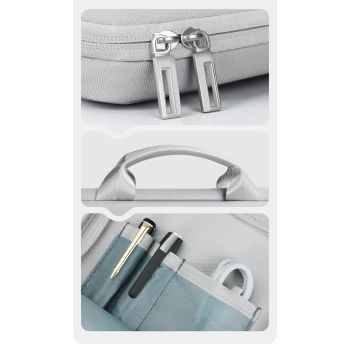 Grey 15.6-Inch Shockproof Laptop Bag with Compartments – Slim Design, Travel-Ready