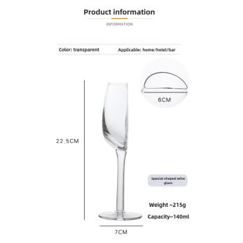 2 Pcs Unique Half-Round Crystal Wine Glass - Elegant Champagne Flute for Red & White Wine