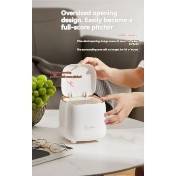 Dark Green Portable Tabletop Trash Can with Dual-Layer Design - Convenient for Desk Organization