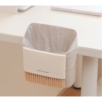 2 Set Orange Mini Desktop Sweeper and Trash Bin Set | Compact Desk Cleaning Brush Organizer | Small Tabletop Sweeping Dustpan for Home and Office Use