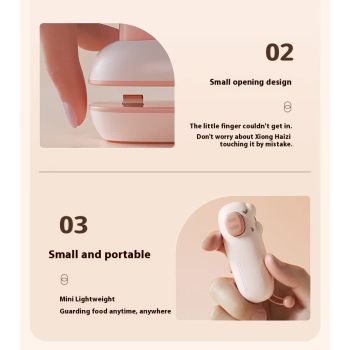 2 Pcs Pink Pig Mini Handheld Heat Sealing Machine for Food Bags – Compact, Portable, USB Rechargeable