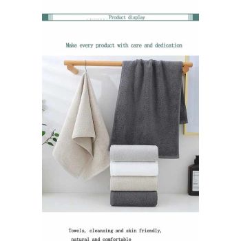 Gray and White Premium Cotton Towel Set - 6 Pieces, Soft & Absorbent Bath Towels for Adults