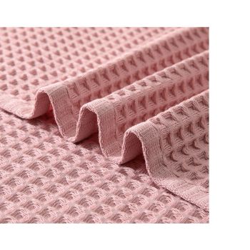 Light Pink Pure Cotton Waffle Weave Bath Towel - Soft, Absorbent & Extra Large 70x140 cm for Home Use