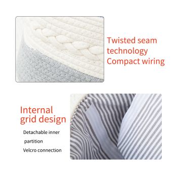 Coffee Stylish Cotton Rope Basket for Clothing & Toys - Woven Storage Organizer, 38x23x18cm