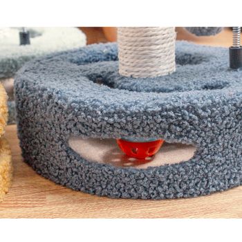 Pink Bold Flower Cat Scratching Post - Interactive Plush & Sisal Cat Toy with Teaser Balls