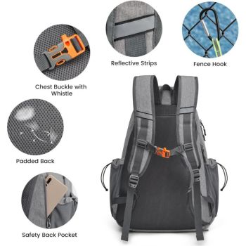 White Lightweight Water Resistant Tennis Backpack - Multi-Pocket Sports Bag for Rackets, Balls & Gear