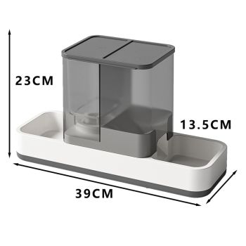 Grey 2-in-1 Automatic Pet Water and Food Dispenser - Gravity Feeder for Cats and Dogs