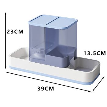 Blue 2-in-1 Automatic Pet Water and Food Dispenser - Gravity Feeder for Cats and Dogs