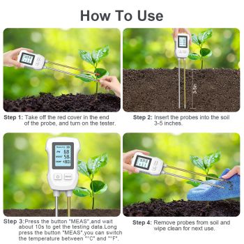 3-in-1 Soil Detector for pH, Moisture, and Temperature - Gardening Tool for Healthy Plants (Battery not included)