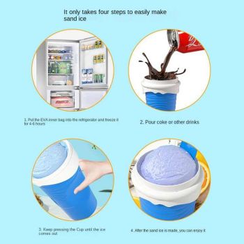 Blue Cool Summer Slushie Cup - 500ml Quick-Freeze Smoothie Maker with Straw