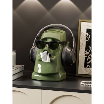 Green Versatile Desktop Headphone Stand & Tissue Box (23.5x17x14.5cm)