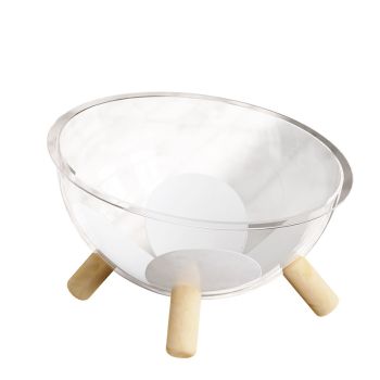 Luxury Transparent Cat Bed with Wooden Legs - Stylish Pet Nest