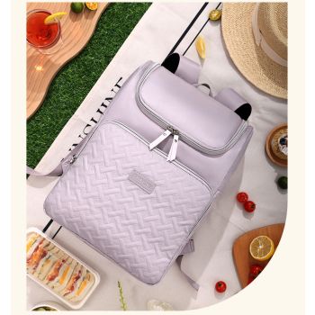 Purple Waterproof Insulated Backpack - Large Capacity Cooler Bag for Camping and Picnics