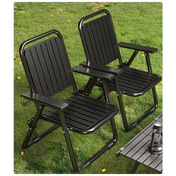 Black Portable Folding Chair - Outdoor Beach and Camping Recliner