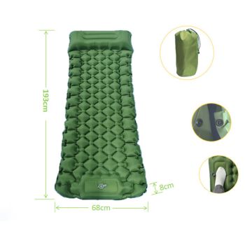 Grey Portable Outdoor Inflatable Mat - Foot-Operated Camping Sleeping Pad